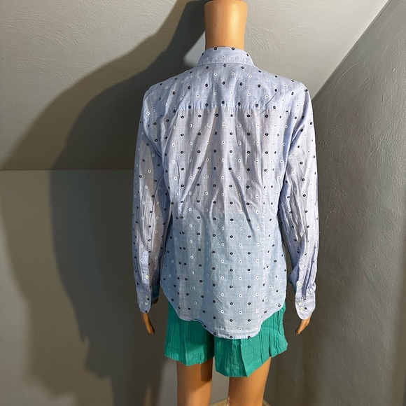 J. Crew Perfect Shirt Blue Eyelet Embroidered 100% Cotton Button Down EUC 10 - Picture 4 of 5